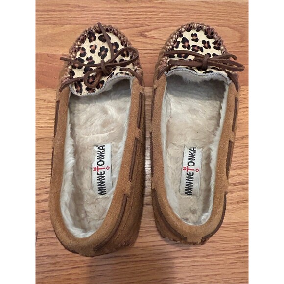 Minnetonka women’s Leopard Print Cally Slippers Size 8 - Picture 8 of 10